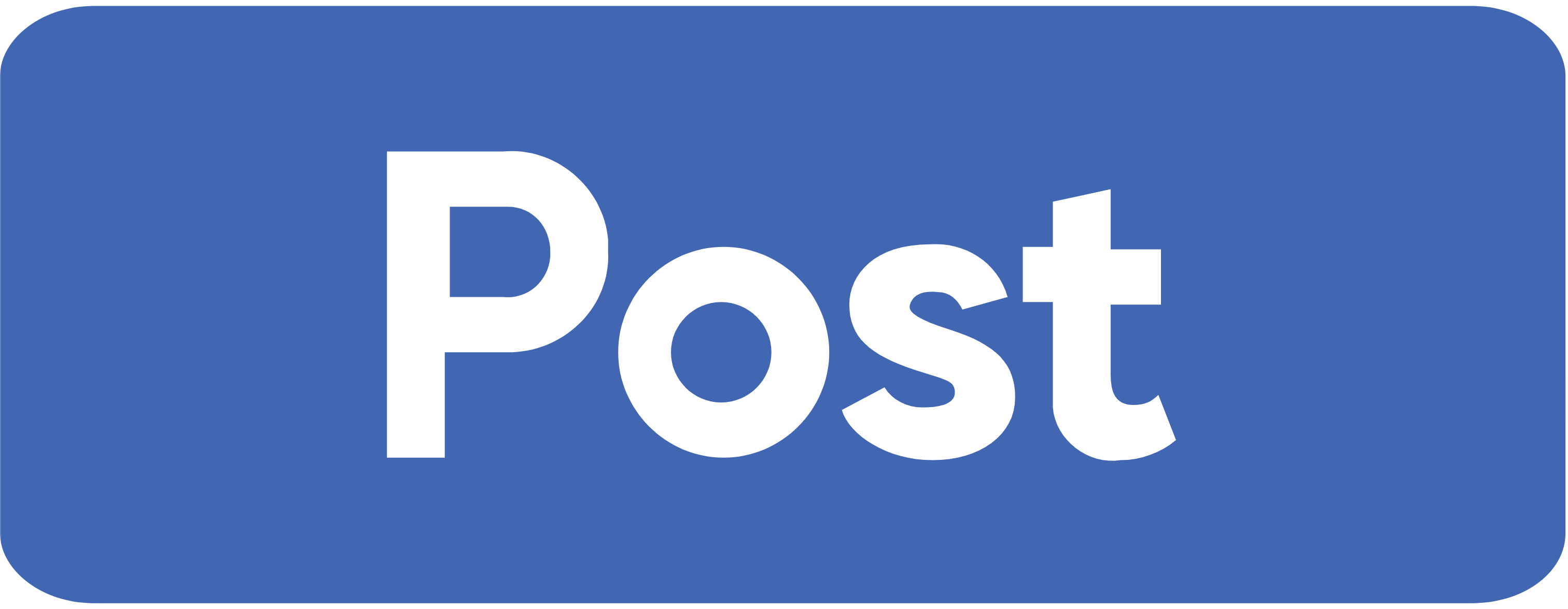 Facebook post button with blue background and white font